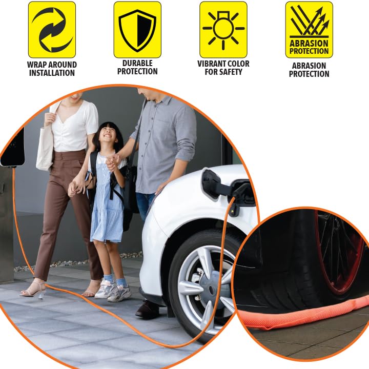 Design Engineering EV Charger Cord Cover - 20ft - Charging Cable Protector with Durable, Split-Sleeve Design - Electric Car