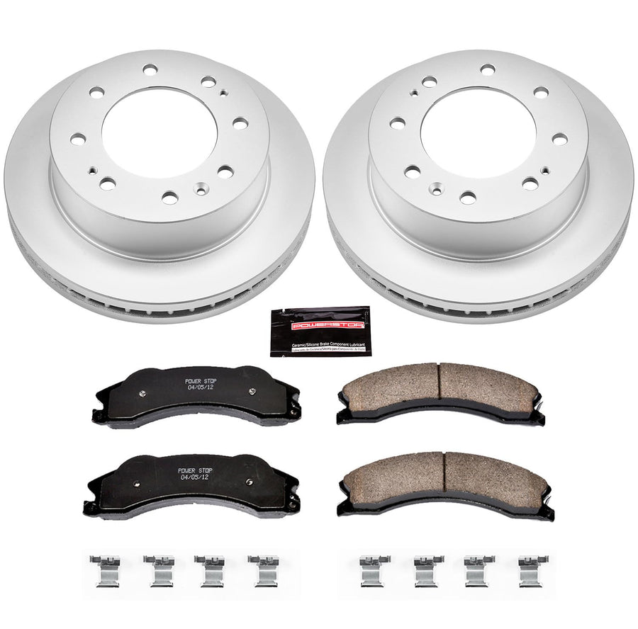 Power Stop CRK5559 Brake Rotor & Coated Ceramic Brake Pads- front For Chevrolet Silverado 2500 HD, Chevrolet Silverado 3500 HD, GMC Sierra 2500 HD, GMC Sierra 3500 HD [Model Specific]