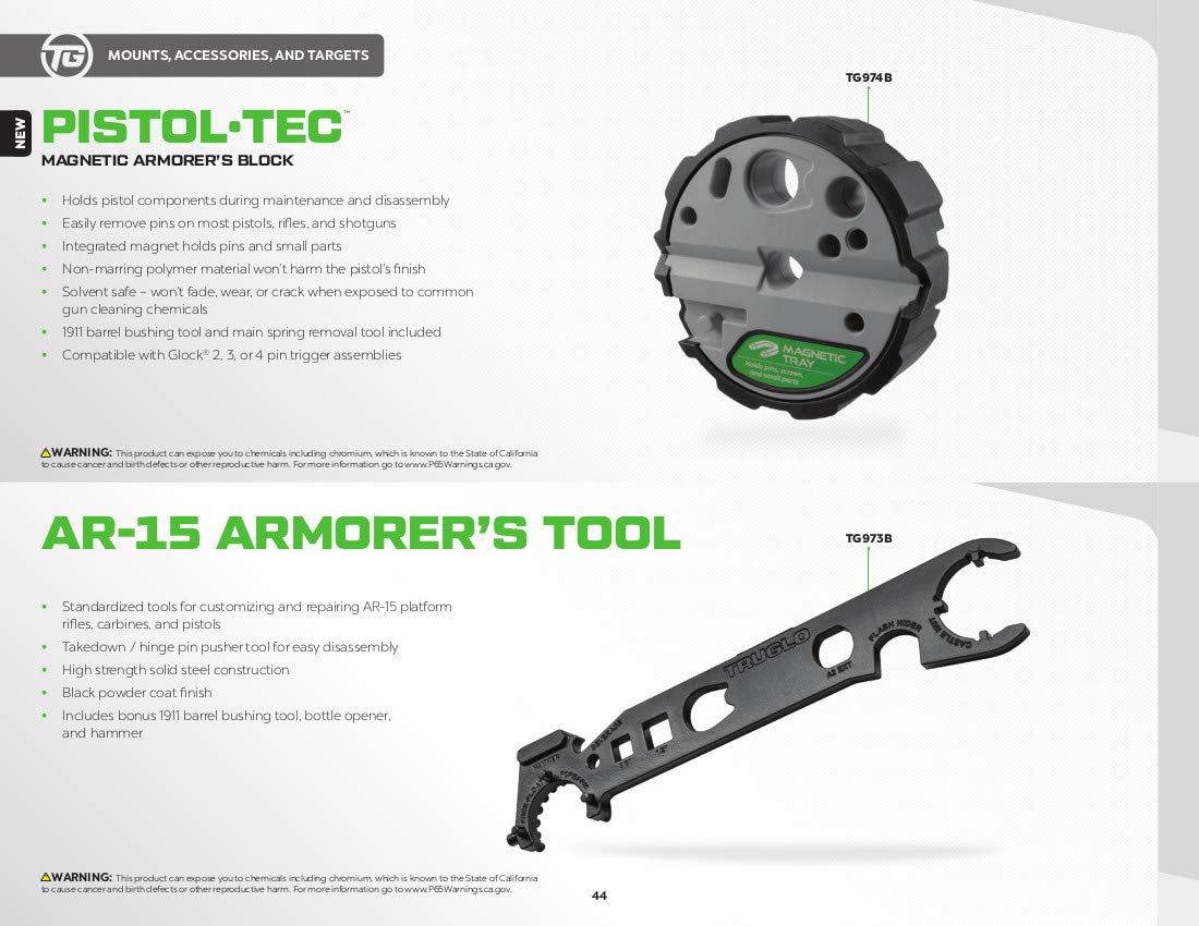 Pistol-Tec TRUGLO Magnetic Armorer's Block - Durable Easy-to-Use Gunsmithing Tool Compatible with Glock 2, 3, or 4 pin Trigger Assemblies