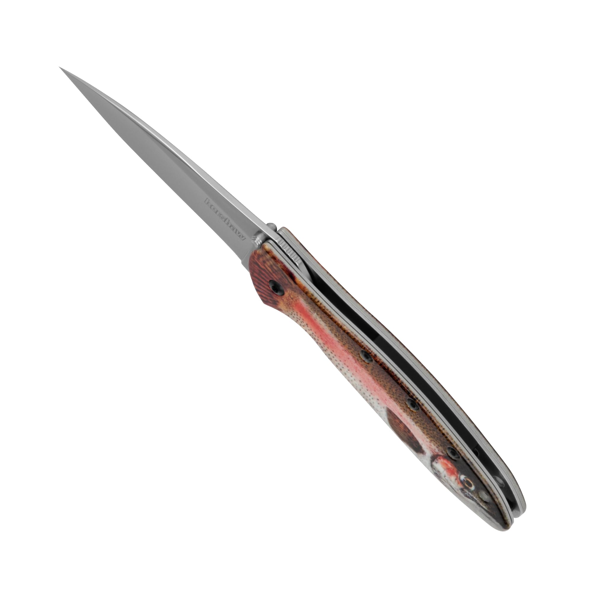 Kershaw Folding Pocket Knife Leek, 3" Sandvik 14C28N Blade, Aluminum Handle, Slim and Versatile Tool, Made in the USA (Trout)