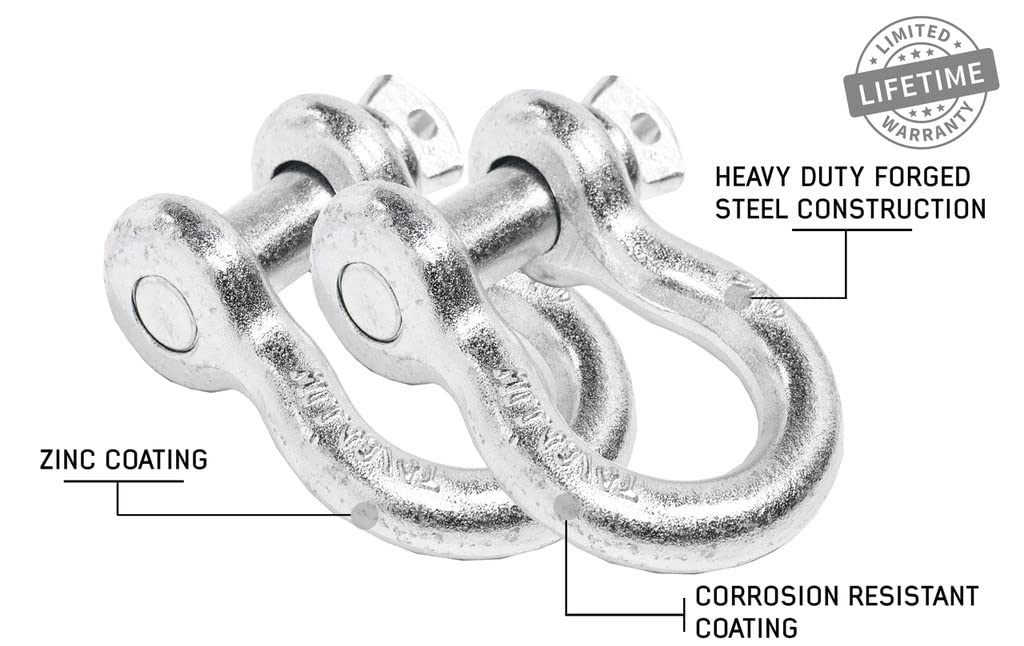Recovery Shackle Overland Vehicle Systems 3/4" 4.75 Ton Zinc - Sold in Pairs