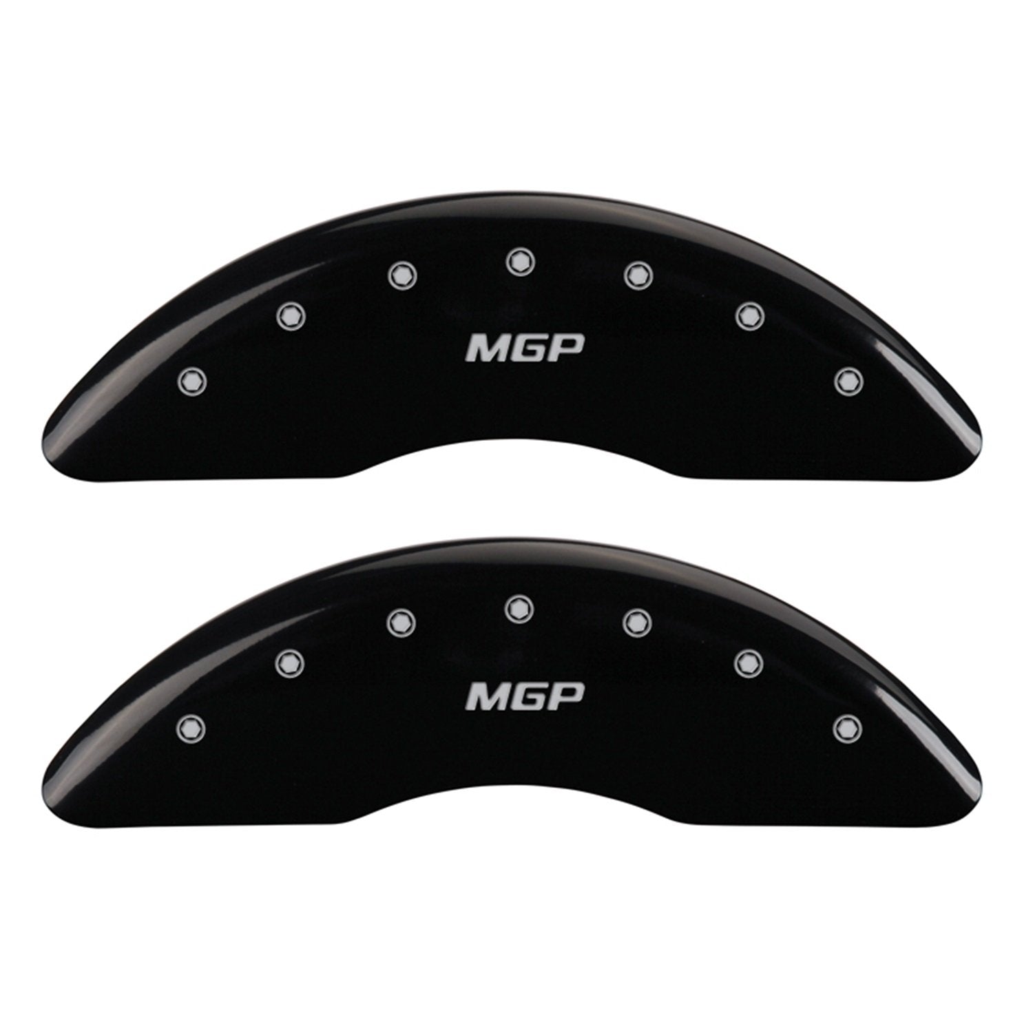 Black MGP Caliper Covers 10023SMGPBK Engraved with Silver Brake Covers (Set of 4)