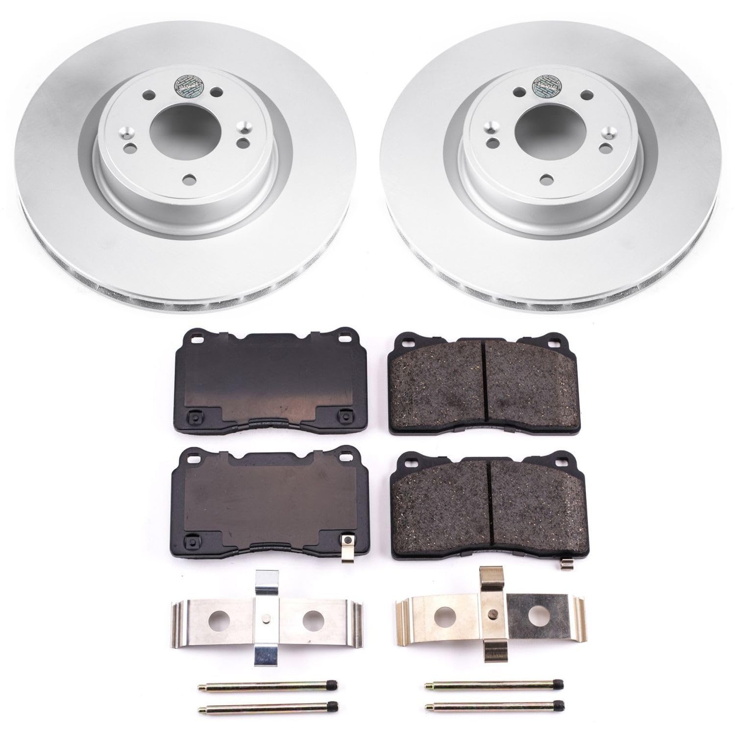Power Stop Front Coated Brake Rotors and Z17 Ceramic Brake Pads Kit For Hyundai Genesis Coupe 2010-2016 [Model Specific] CRK6166