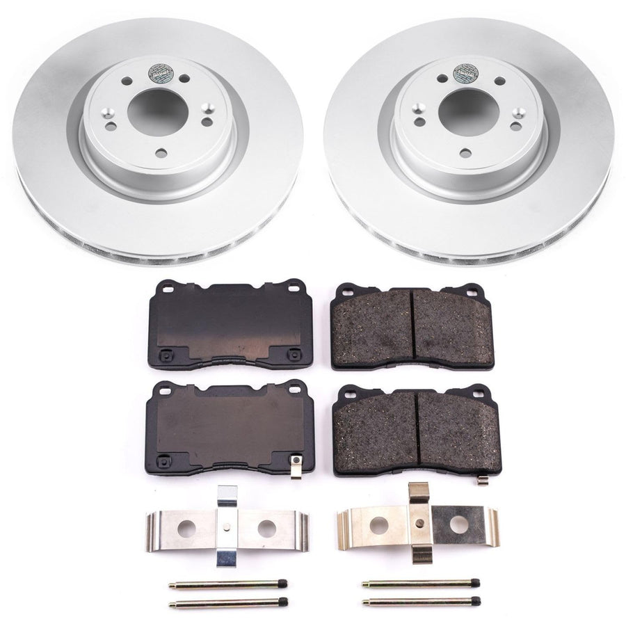 Power Stop Front Coated Brake Rotors and Z17 Ceramic Brake Pads Kit For Hyundai Genesis Coupe 2010-2016 [Model Specific] CRK6166