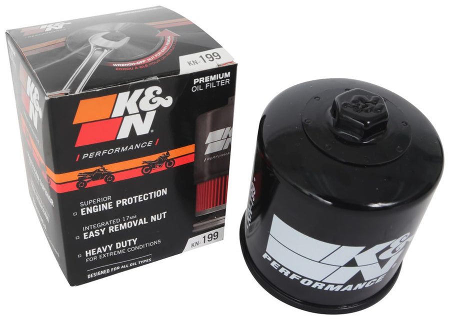 K&N Motorcycle Oil Filter: Designed for Performance, to be used with Synthetic or Conventional Oils, Wrench Off Nut: Fits Select Indian and Polaris Vehicles (see product description for vehicles), KN-199