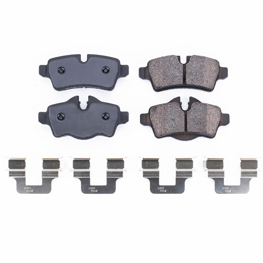 Rear Brake Kit Power Stop For Mini Cooper 2007-15 - Ceramic Brake Pads With Installation Hardware, 17-1309
