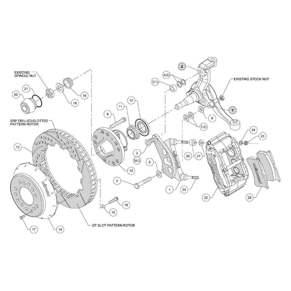 Wilwood FSL6R/ST 140-14074-N Front Kit, Road Race-GT Rotor, 98-02 Camaro/Firebird