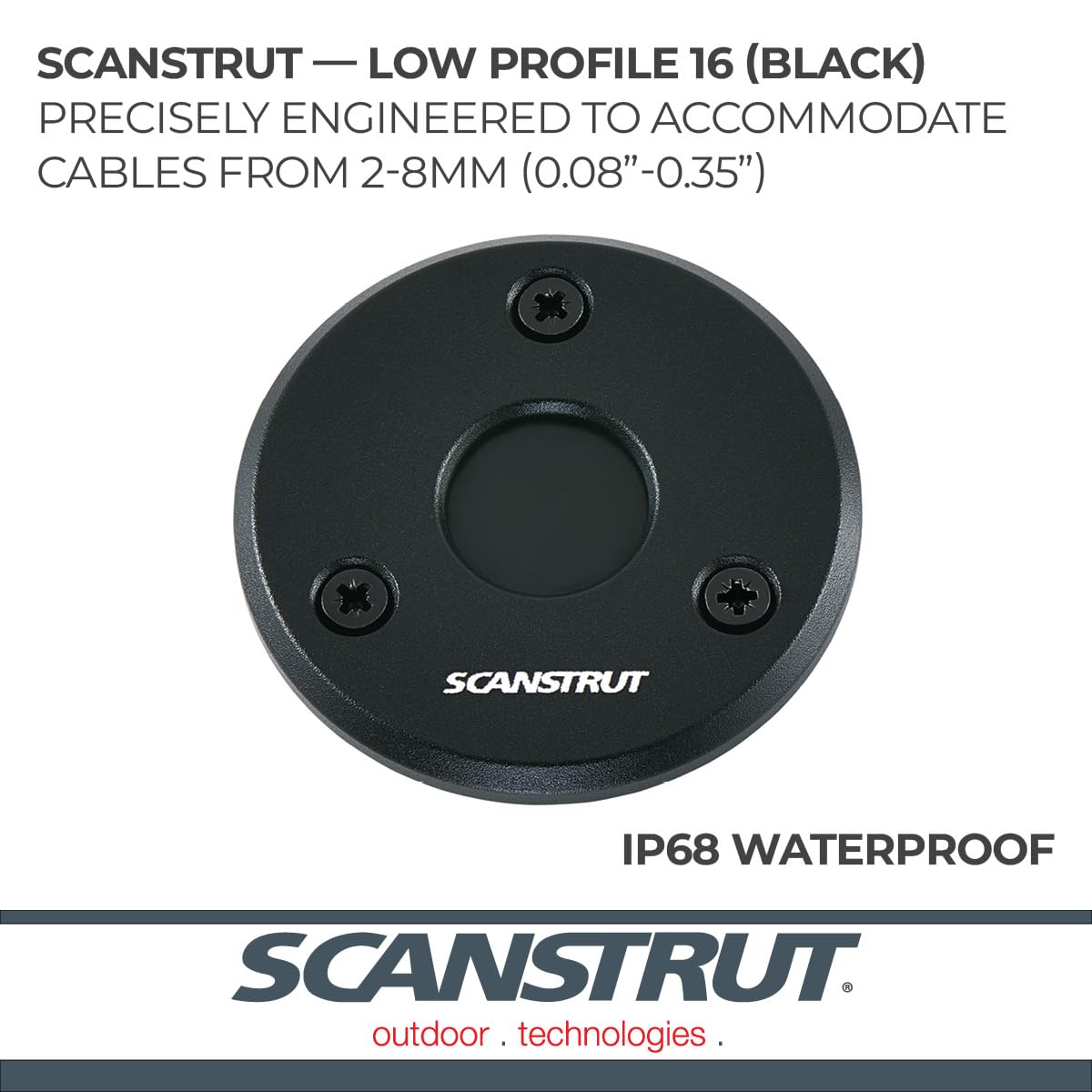 Low Profile Cable Seal, Scanstrut DS-LP-16-BLK Anodised Aluminium - Black