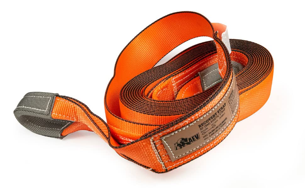Mid-Size AEV Trail Recovery Kit Includes Snatch Block + Recovery Strap + Tree Saver + Winch Extension Strap + Gloves + Tire Deflator + Anchor Shackles + Recovery Bag