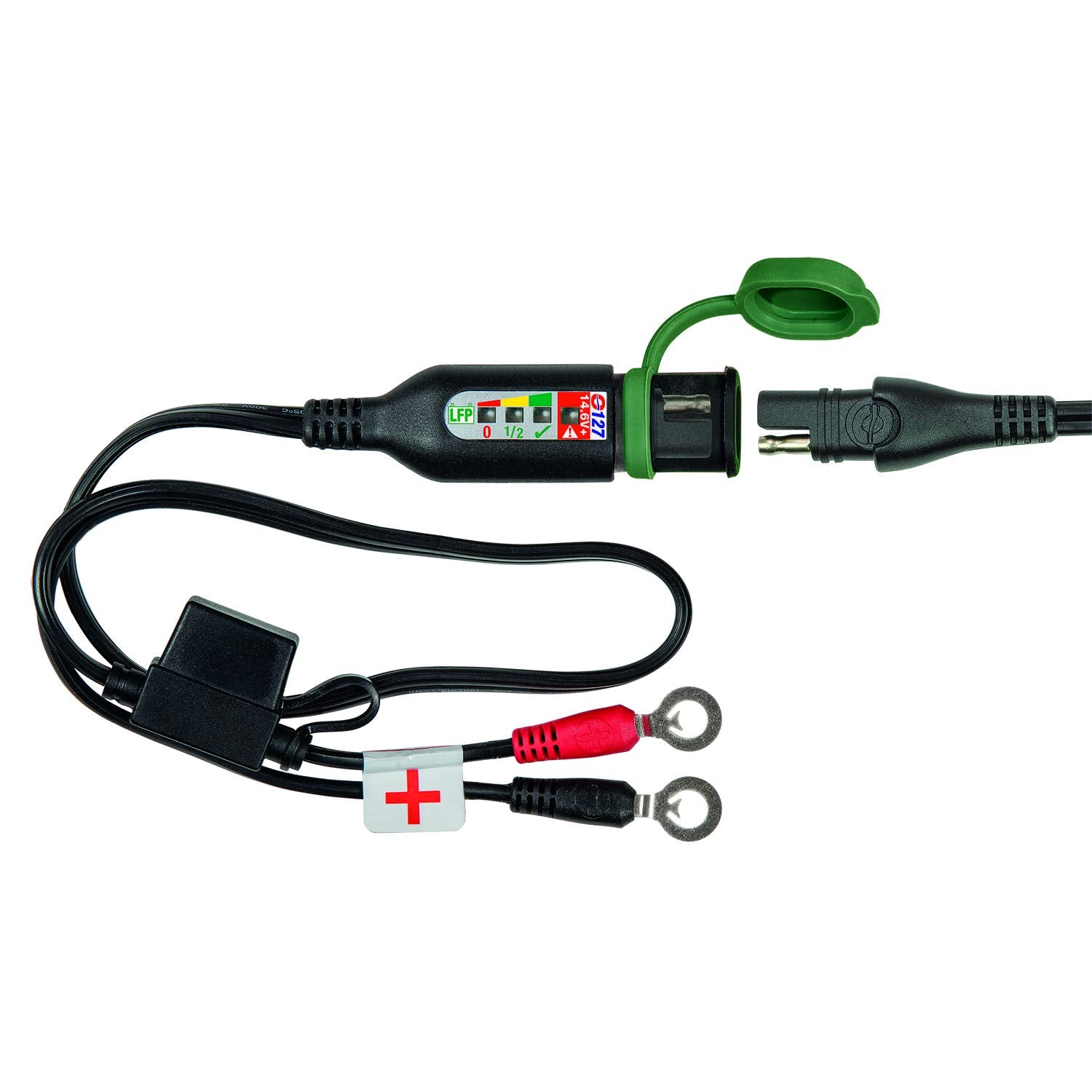 Optimate Monitor O-127JAR Battery Lead Permanent Power Sport with Integrated Battery Status/Charge System Monitor for 12.8/13.2V Lithium