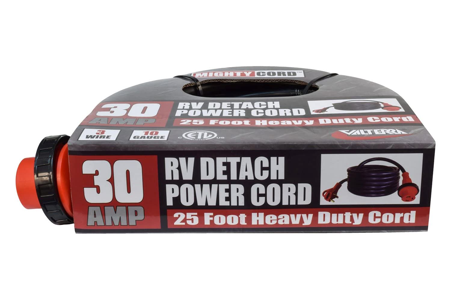 Mighty Cord Valterra - A10-3025ED RV 30-Amp Detachable Power Cord, 25-Foot Cord for RV, Red
