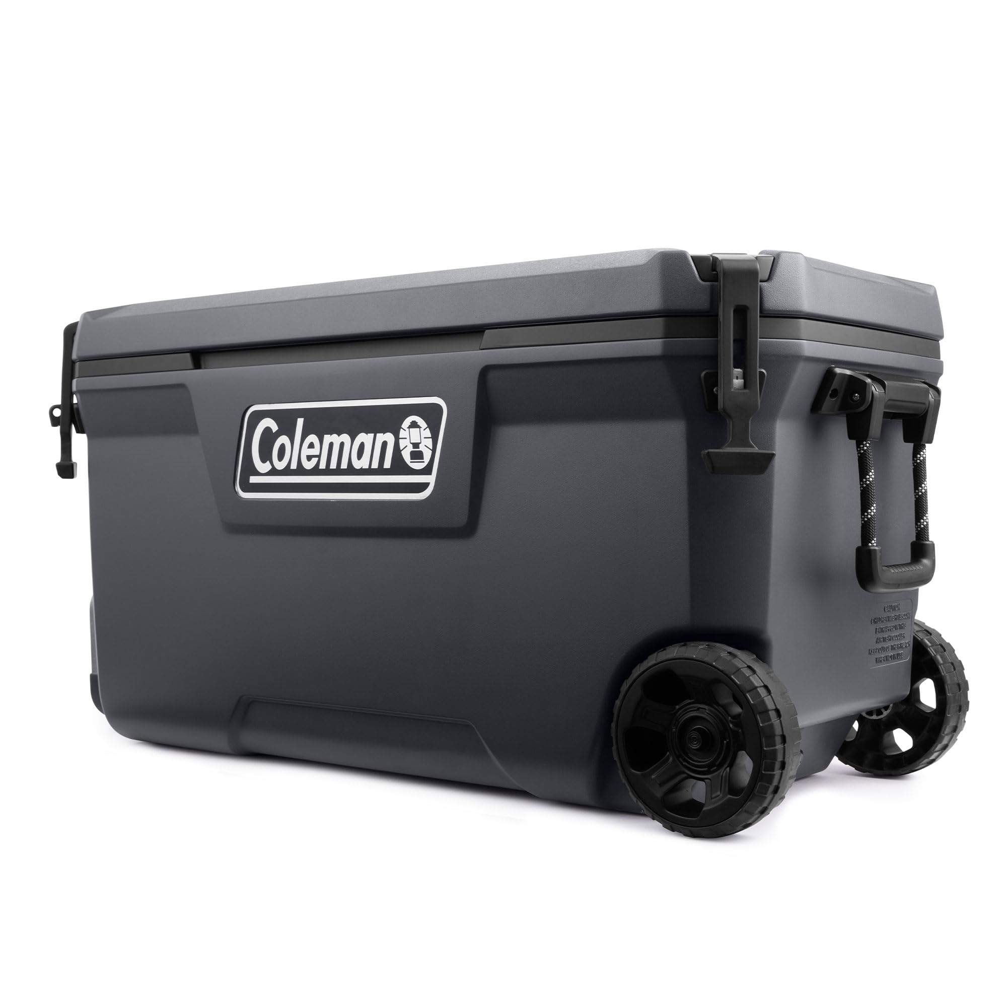 Coleman 100 Quart Convoy Series Portable Cooler with Wheels, Metal Handle, and Nonslip Grip Reflective Metal Handle for Outdoor Adventures, Dark Storm