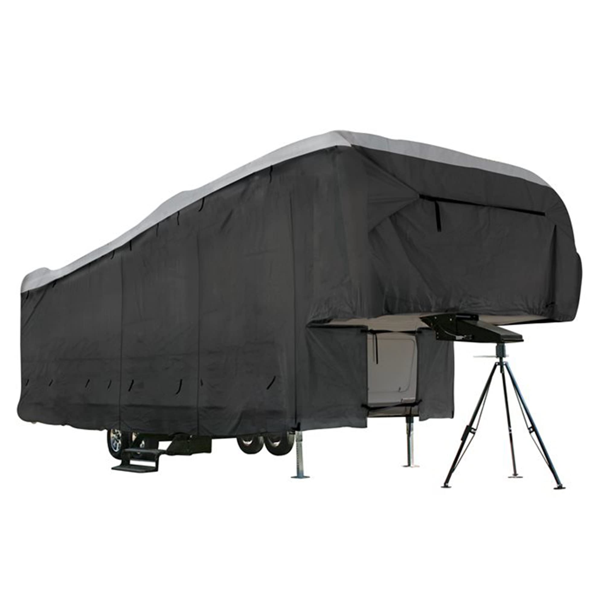 Camco RV Cover ULTRAGUARD - Fits 34 to 36 Inches 5th Wheel Trailer Cover - Features Secure Cinching Straps, Zippered Entry Doors, and Covered Air Vents (45756)