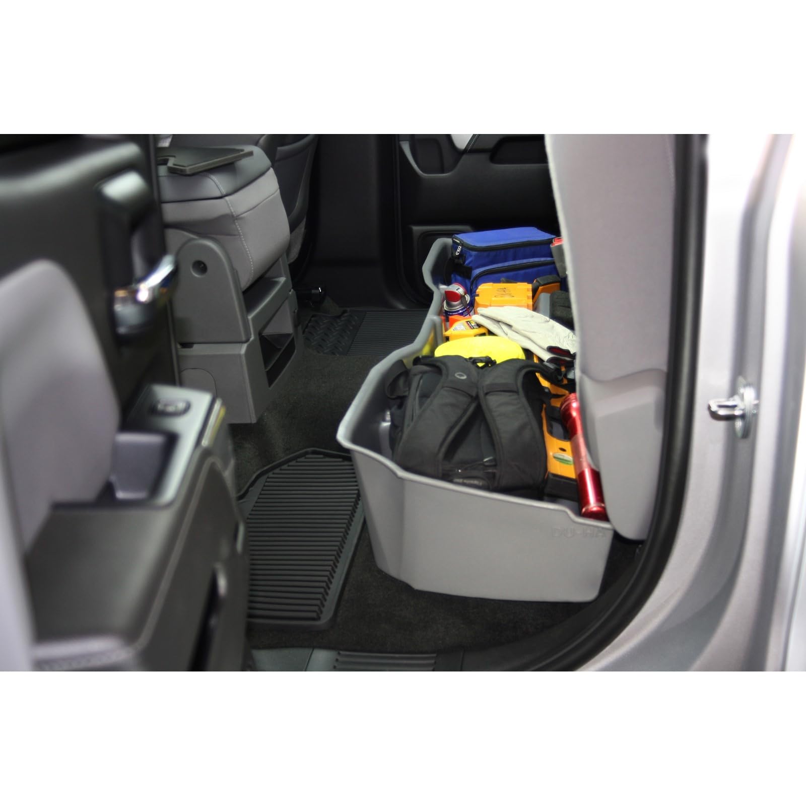Under Seat Storage DuHa 10306 fits 2014-2019 Chevy Silverado/GMC Sierra Double Cab Classic Style Body | Tan Heavy-Duty Back Seat Organizer | Includes Dividers