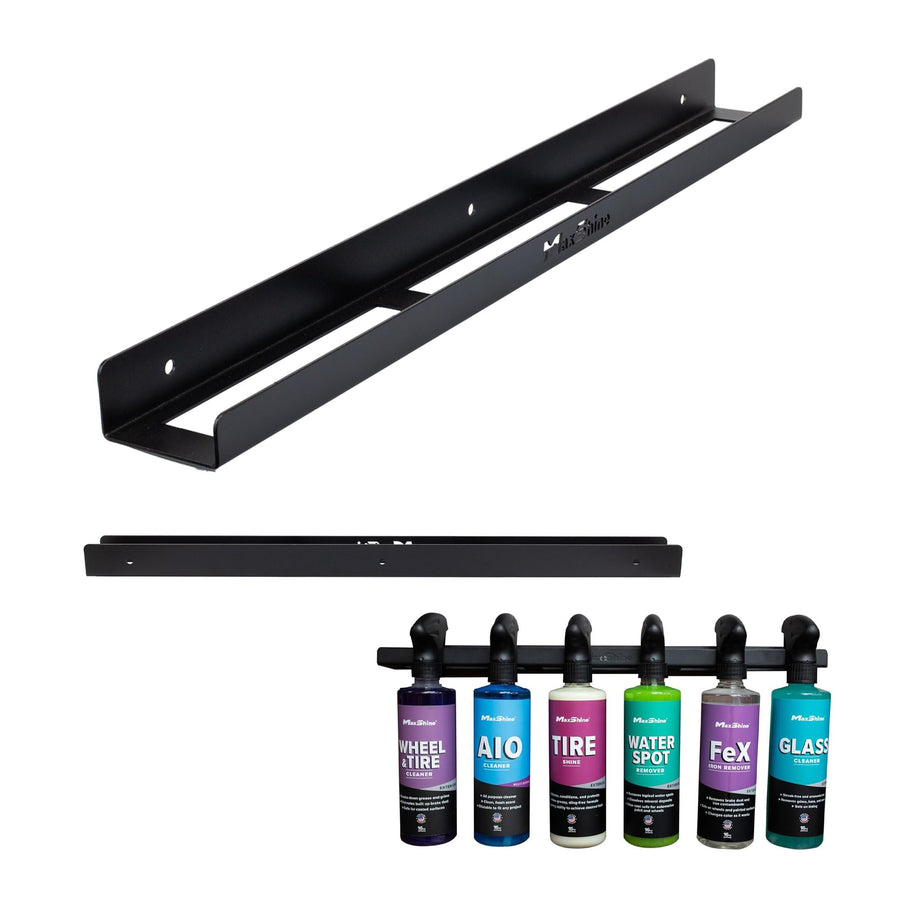 Maxshine Trigger Bottle Holder Universal H03D (Black Metal) | Wall-Mount Organizer Holds 6 Spray Bottles | Lightweight & Durable Rack for Garage Storage, Car Wash, Auto Detailing & Cleaning Supplies