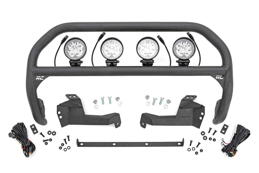 Rough Country Nudge Bar with 4" Round Quad LED Lights for Ford Bronco Sport (2021-2024) - Low Profile Bull Bar with 108W, 9640 Lumen LED Pods