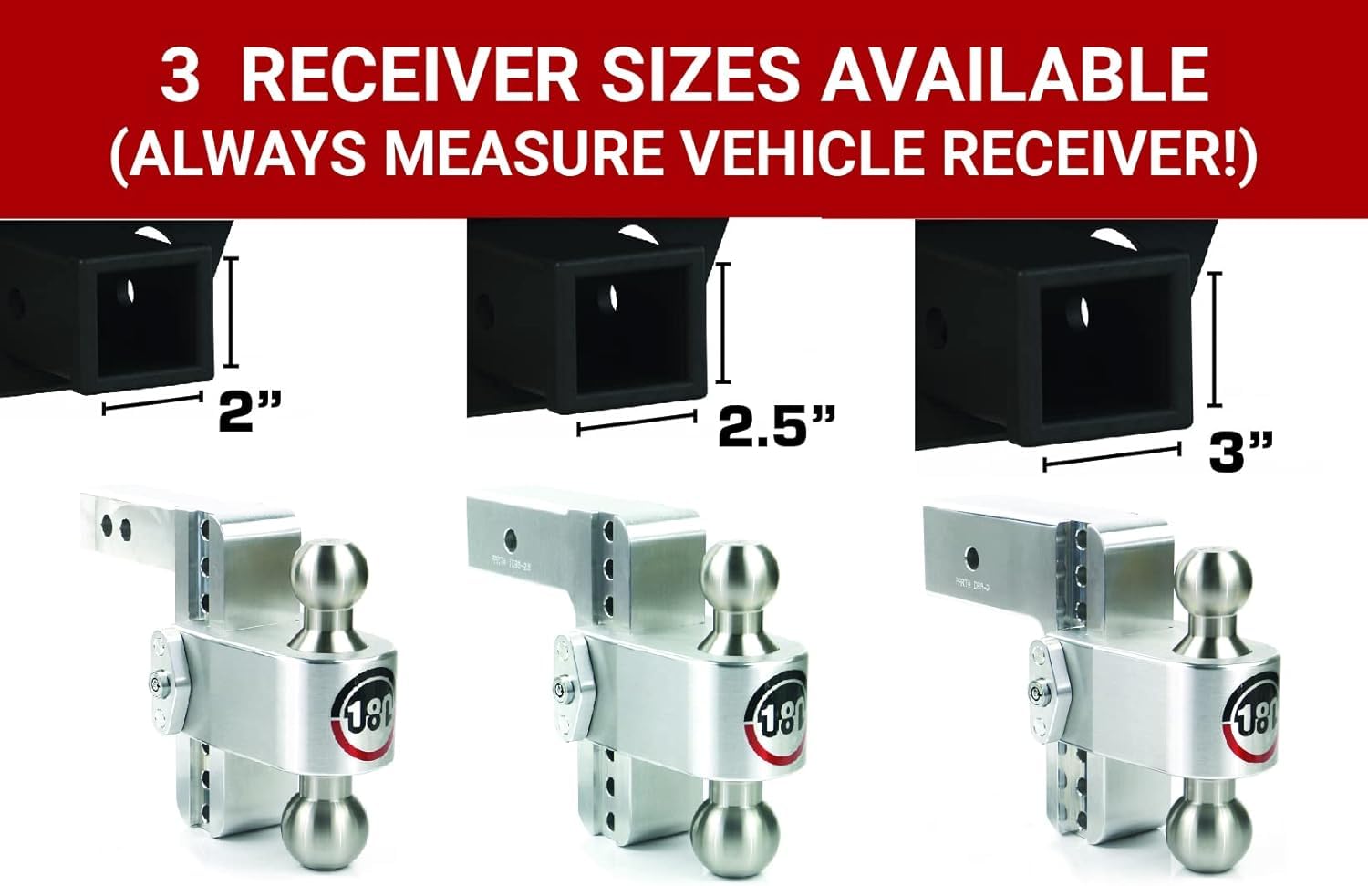 Weigh Safe 10" Drop LTB10-2 Hitch w/ 2" Shank/Shaft, Adjustable Aluminum Trailer & Ball Mount, Stainless Steel Combo Ball (2" & 2-5/16") and a Double-pin Key Lock
