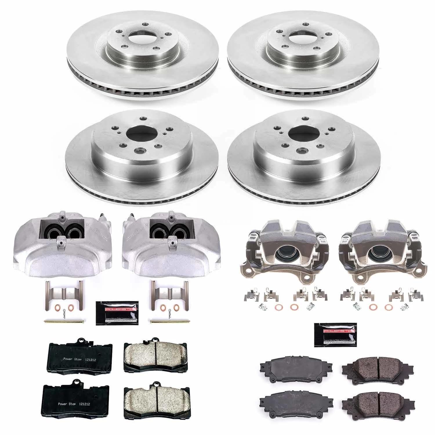 Power Stop Autospecialty KCOE6513 Front and Rear Brake Caliper Kit- Brake Rotors, Brake Pads & Calipers