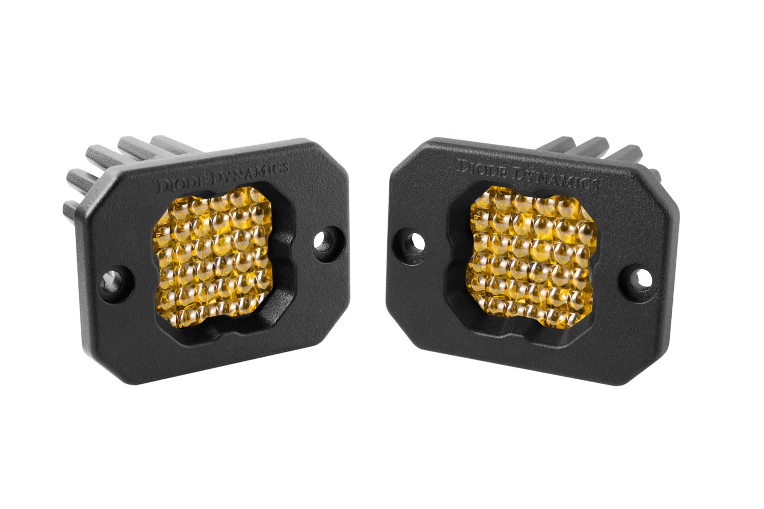 Diode Dynamics SSC1 Yellow Pro Flush Mount LED Pod (pair), Flood w/Amber Backlight