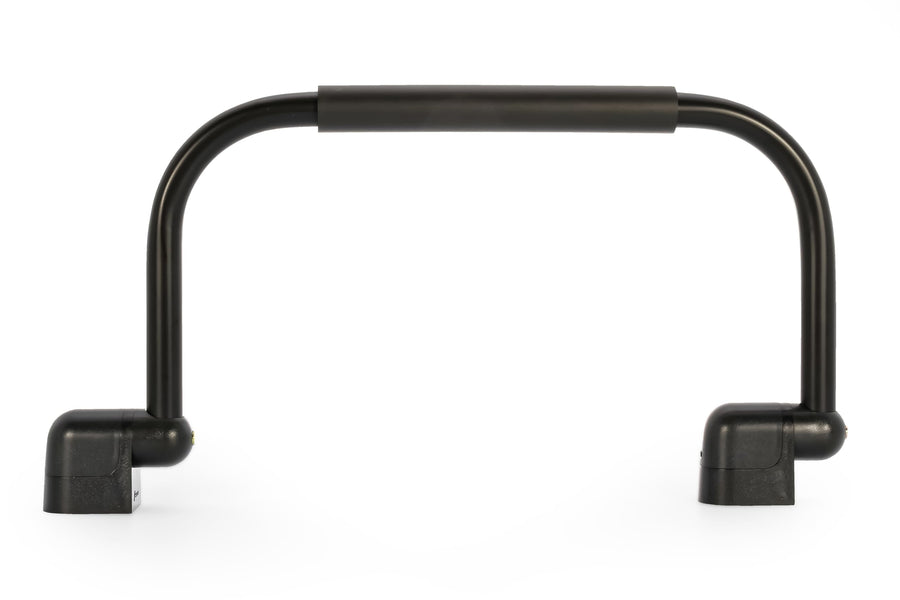 Camco RV Fold-Away Grab Handle - Secure Hold for Entering & Exiting - Measures 18-in, for Smaller Trailers & RVs - Installs Easily Beside RV Door, Hardware Included - Black (42197)
