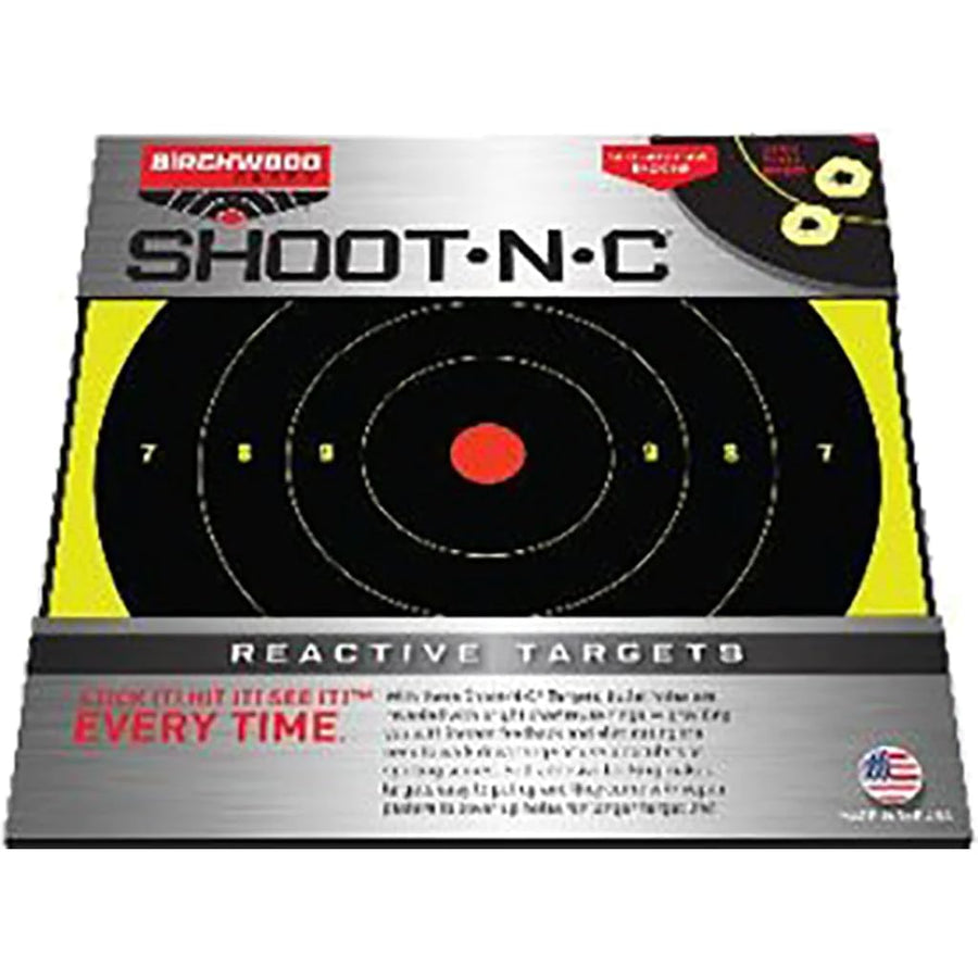 Shoot-N-C Birchwood Casey Bullseye Dispenser Targets | Always Flat Adhesive Back Shooting Training Reactive Targets with Pasters, 12" - Pack of 25
