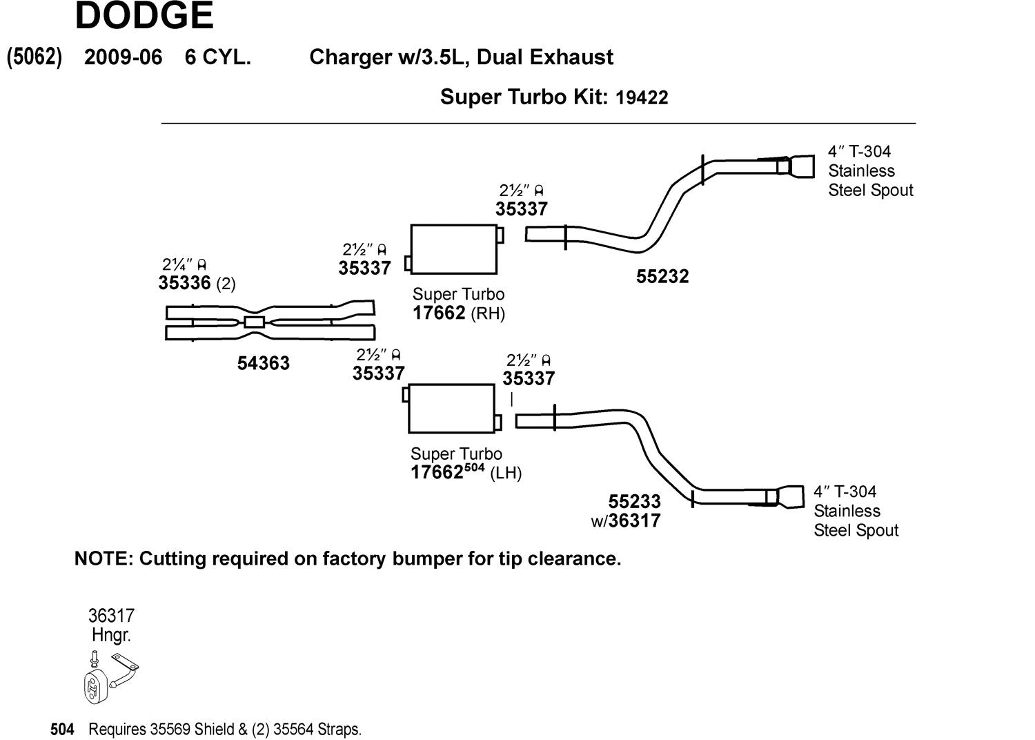 Exhaust System Hanger Dynomax 36317 for Dodge Charger