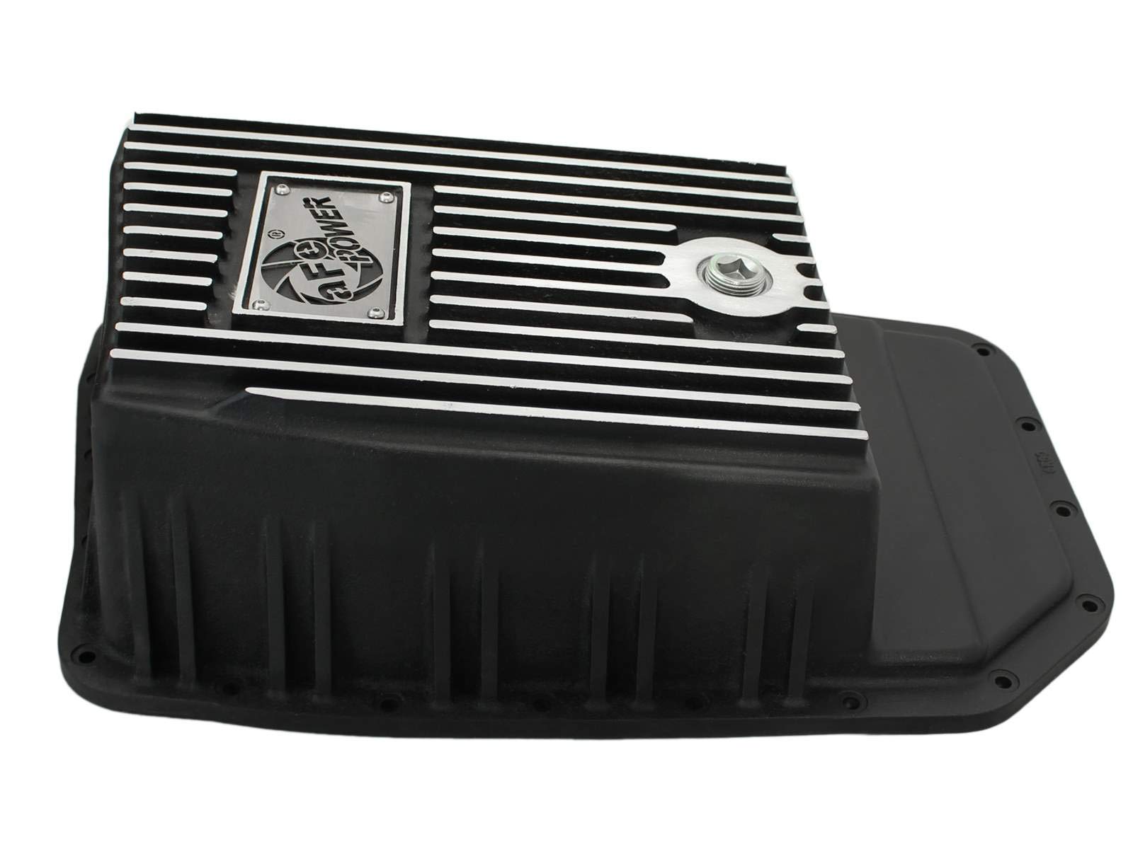 aFe Power 6R80 COV Trans Pan Ford Trucks, 09-15 2.7/3.5/5.0/6.2 Black Mach'd Fins Diff Covers 46-70172