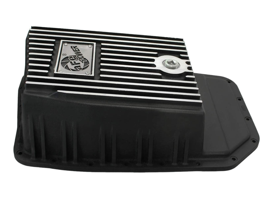 aFe Power 6R80 COV Trans Pan Ford Trucks, 09-15 2.7/3.5/5.0/6.2 Black Mach'd Fins Diff Covers 46-70172