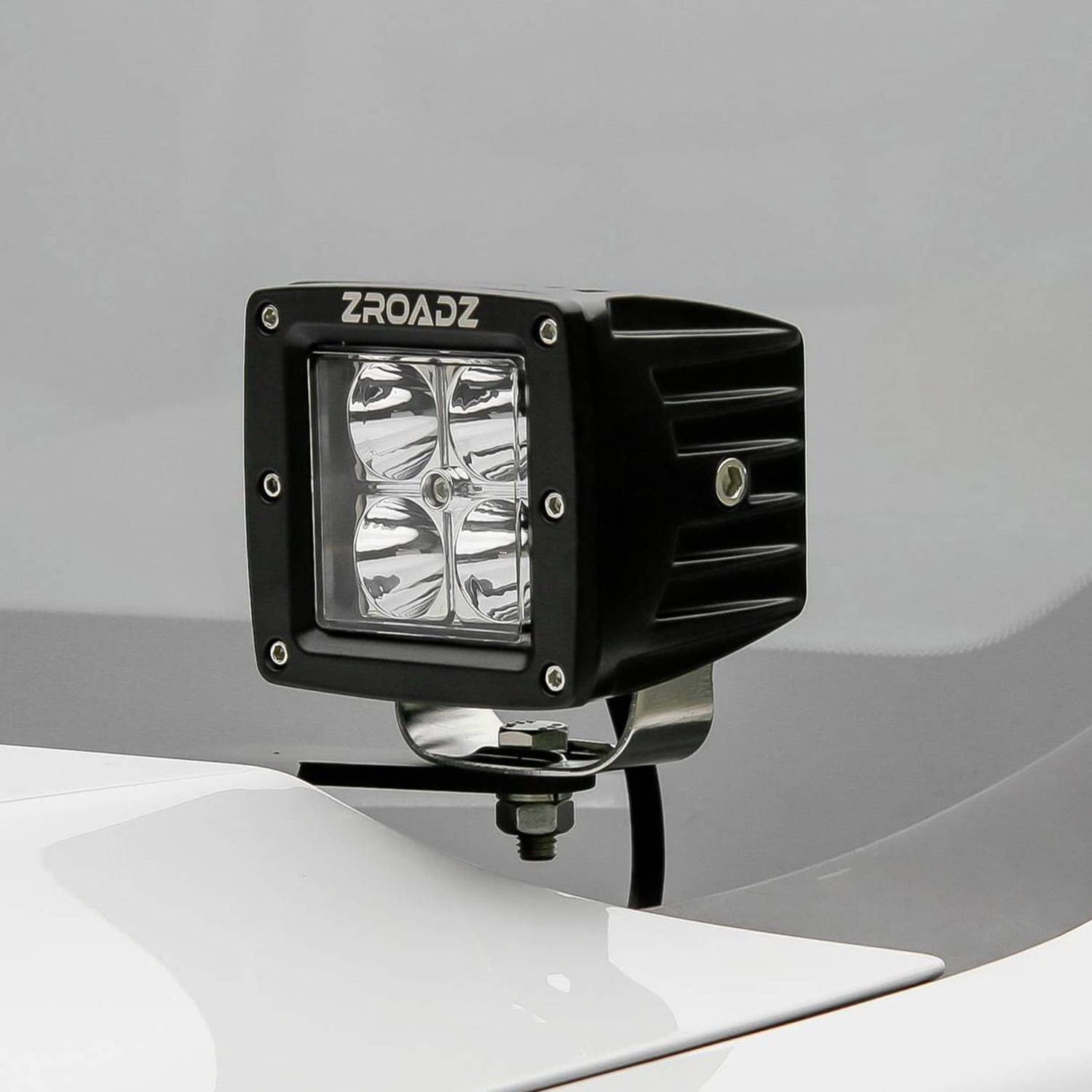 ZROADZ LED Kit Ditch Hood Hinge - Compatible w/ 2015-2017 Ford F150 - Incl. (2) 3 Inch Pod Lights - Mild Steel Gloss Black Finish - Bolt-On Easy Installation - PN #Z365731-KIT2