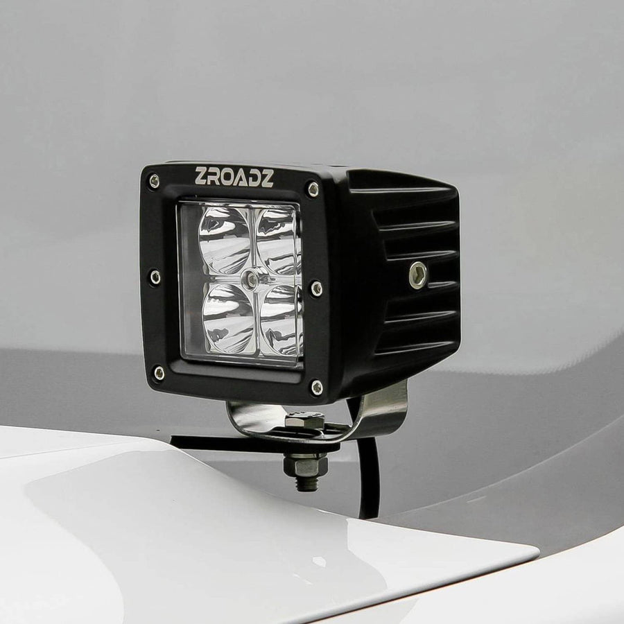 ZROADZ LED Kit Ditch Hood Hinge - Compatible w/ 2015-2017 Ford F150 - Incl. (2) 3 Inch Pod Lights - Mild Steel Gloss Black Finish - Bolt-On Easy Installation - PN #Z365731-KIT2