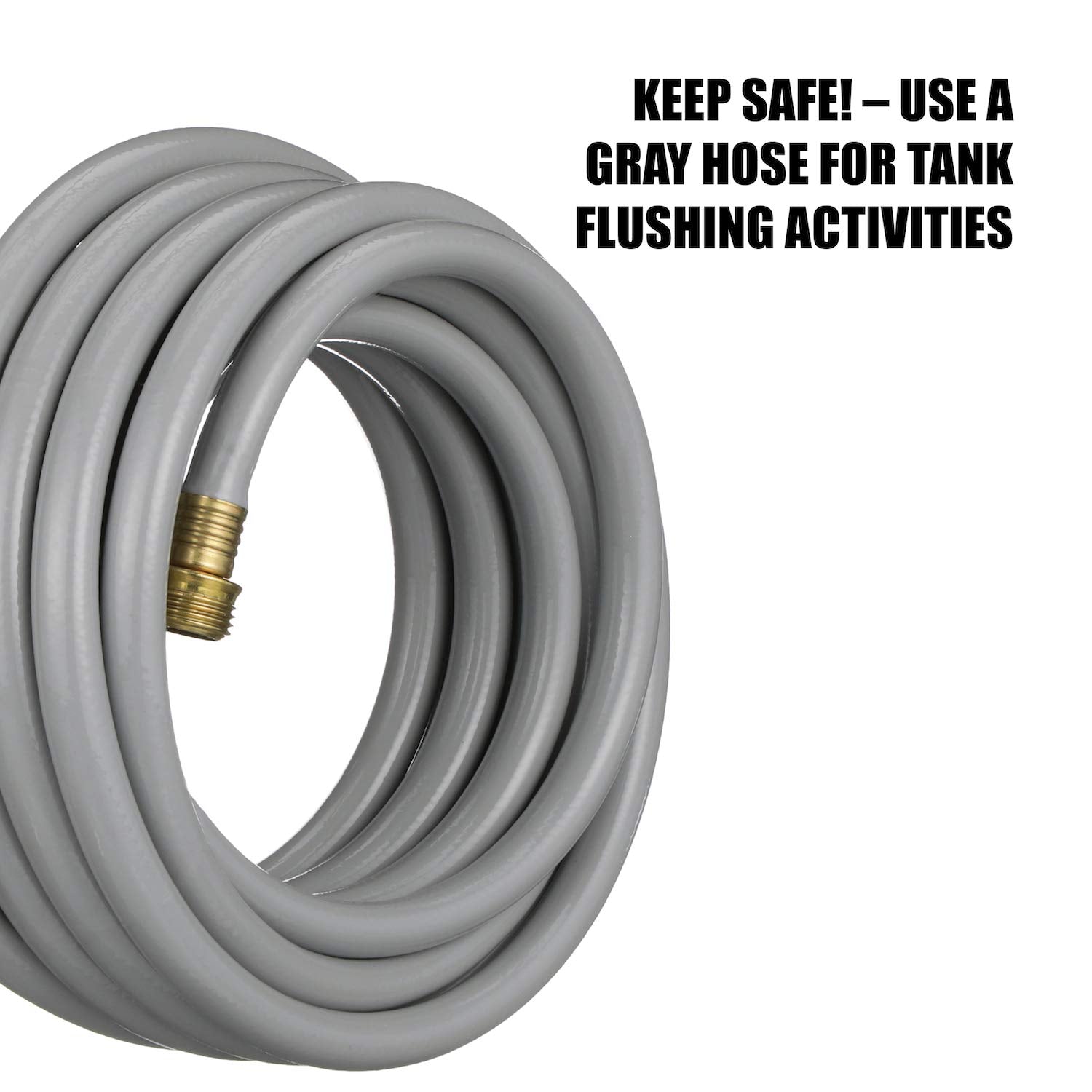 Flushing Hose Valterra for RVs, Campers, Trailers - 1/2" x 25', Gray