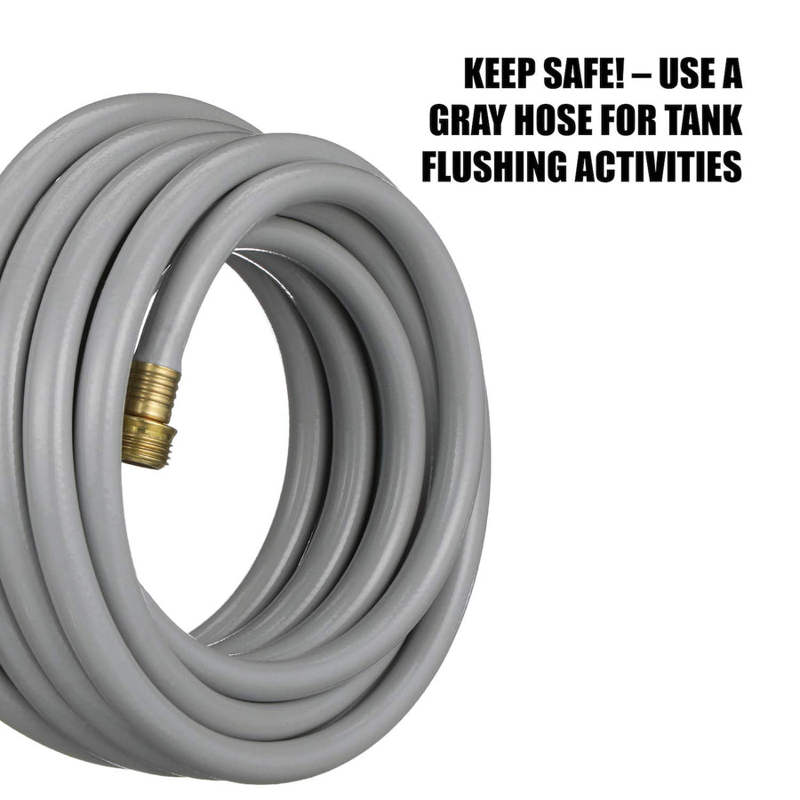 Flushing Hose Valterra for RVs, Campers, Trailers - 1/2" x 25', Gray