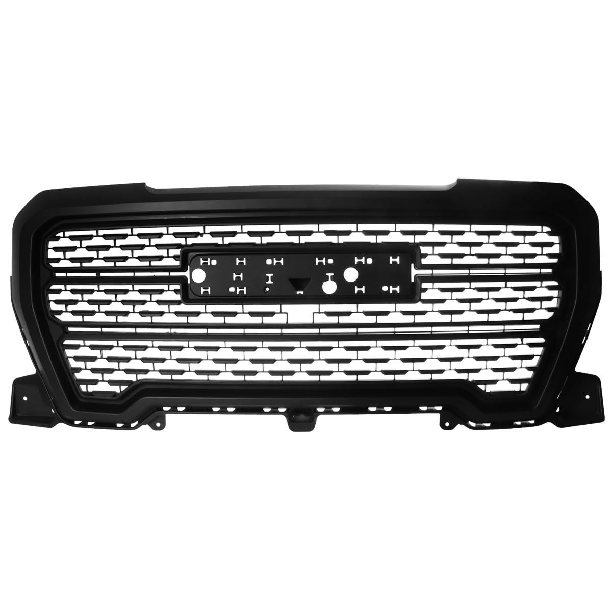 Denali Style Spec-D Tuning Matte Black Front Bumper Hood Upper Grill Grille Compatible with 2019-2021 GMC Sierra 1500