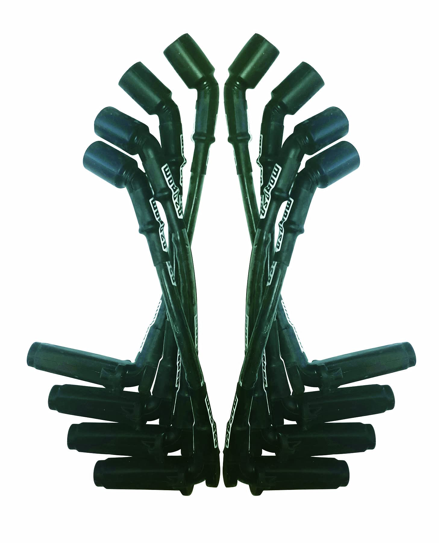 Ultra Series Moroso Black Sleeved Spark Plug Wires, GM LS 11" Length w/ 90 Degree OEM Plug Ends