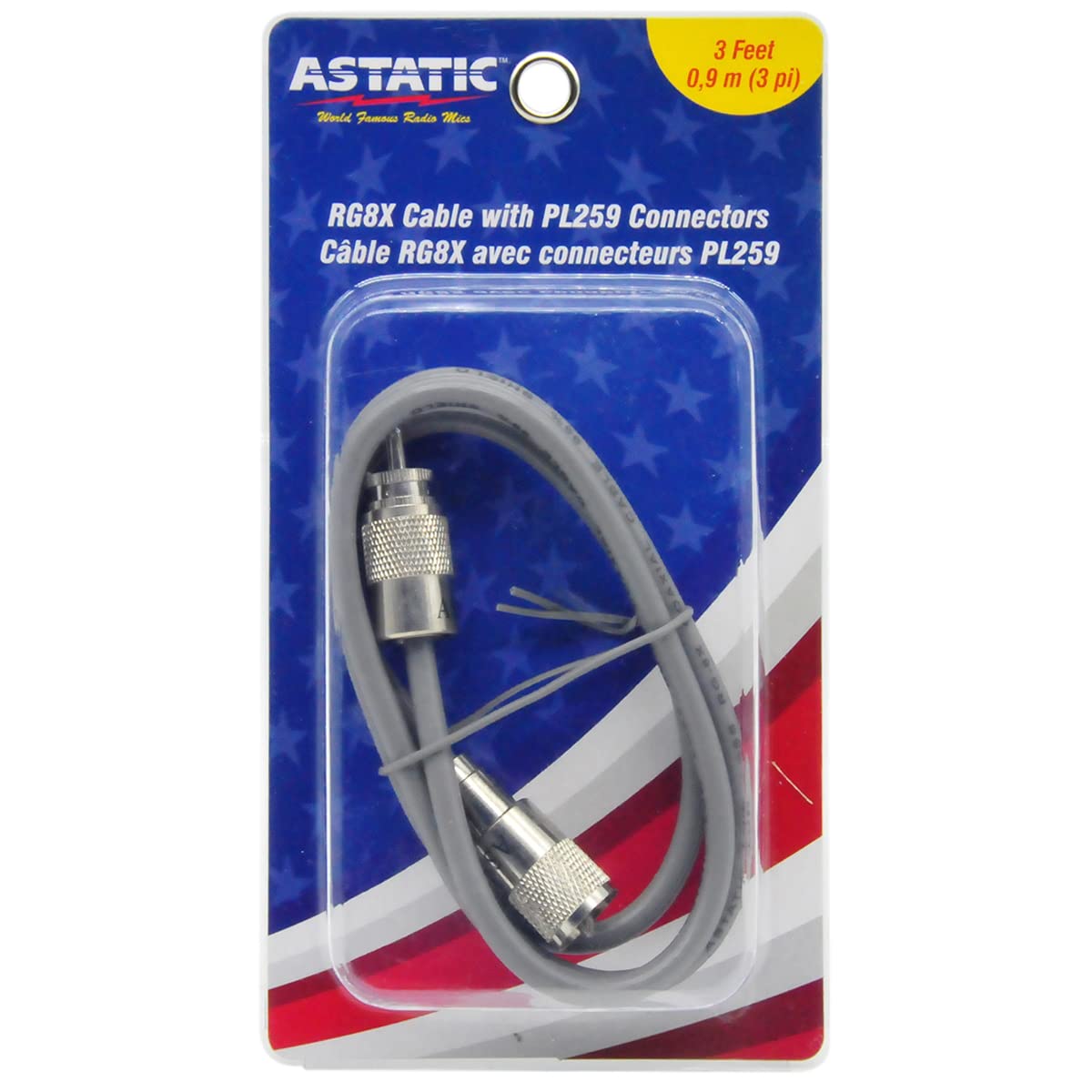 Gray Astatic 302-10268 3-Foot Cable with PL-259 Connectors - Fit Most Fiberglass CB Antennas up to 5-feet