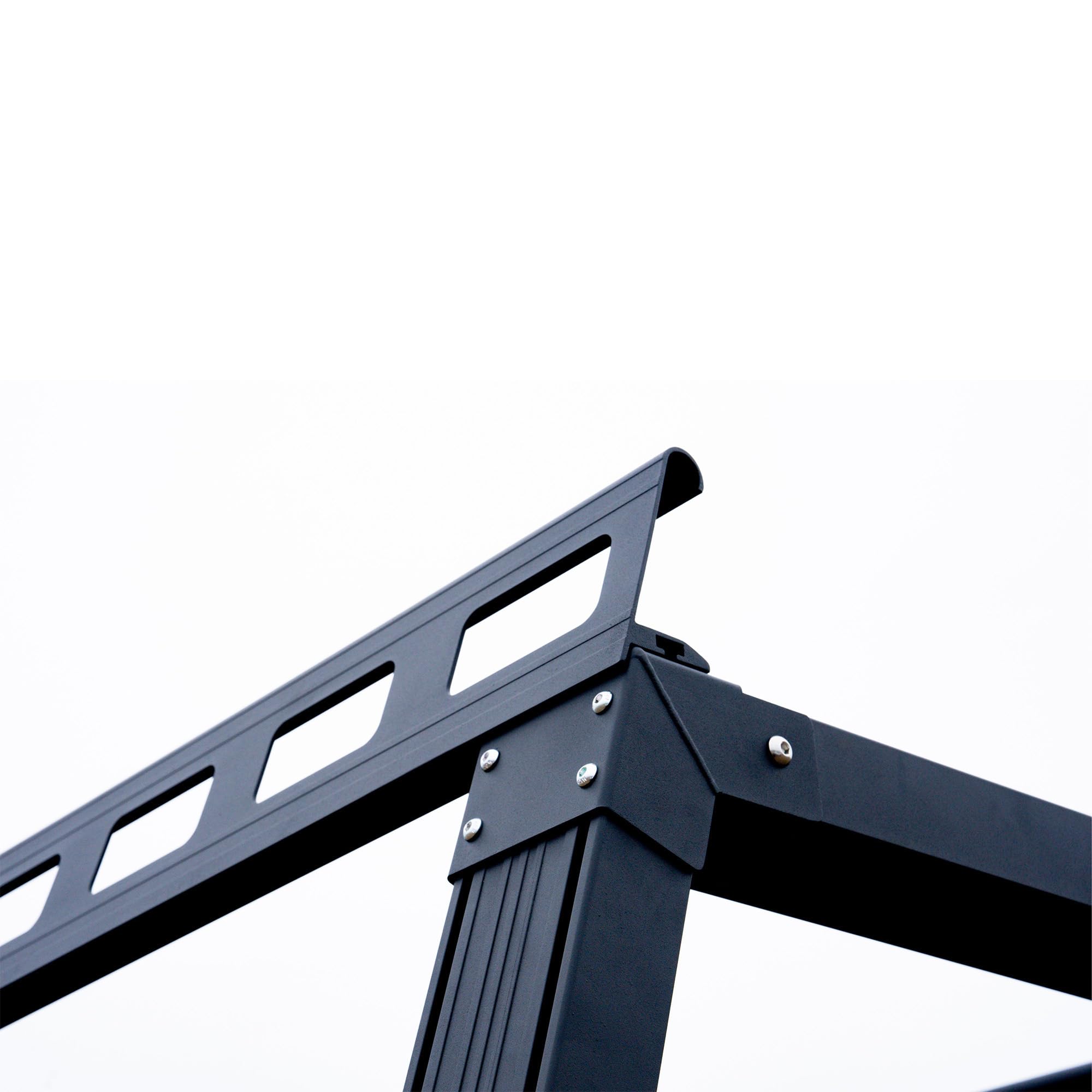 Heavy Duty Black Horse Ladder Rack Over Cab System 6.5' Bed Black Powder Coated Compatible with All 3/4-ton Trucks with 6.4ft to 6.7ft Bed Length Not Compatible with tonneau covers-CSFRHD65B