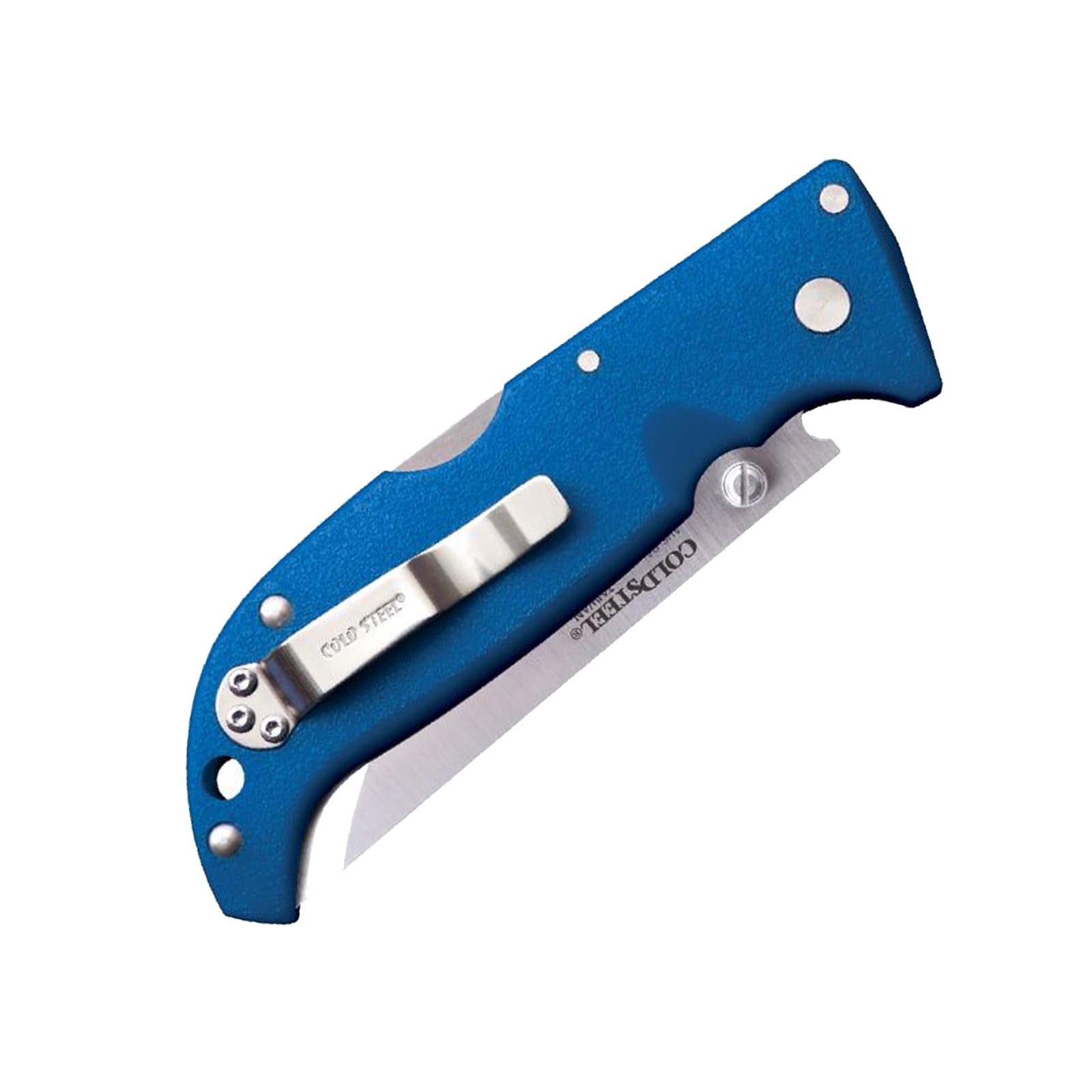 Cold Steel 3.5in Finn Wolf AUS8A Razor-Sharp Straight Back Blade 4.375in Griv-Ex Blue Handle Hunting Folding Knife, Boxed