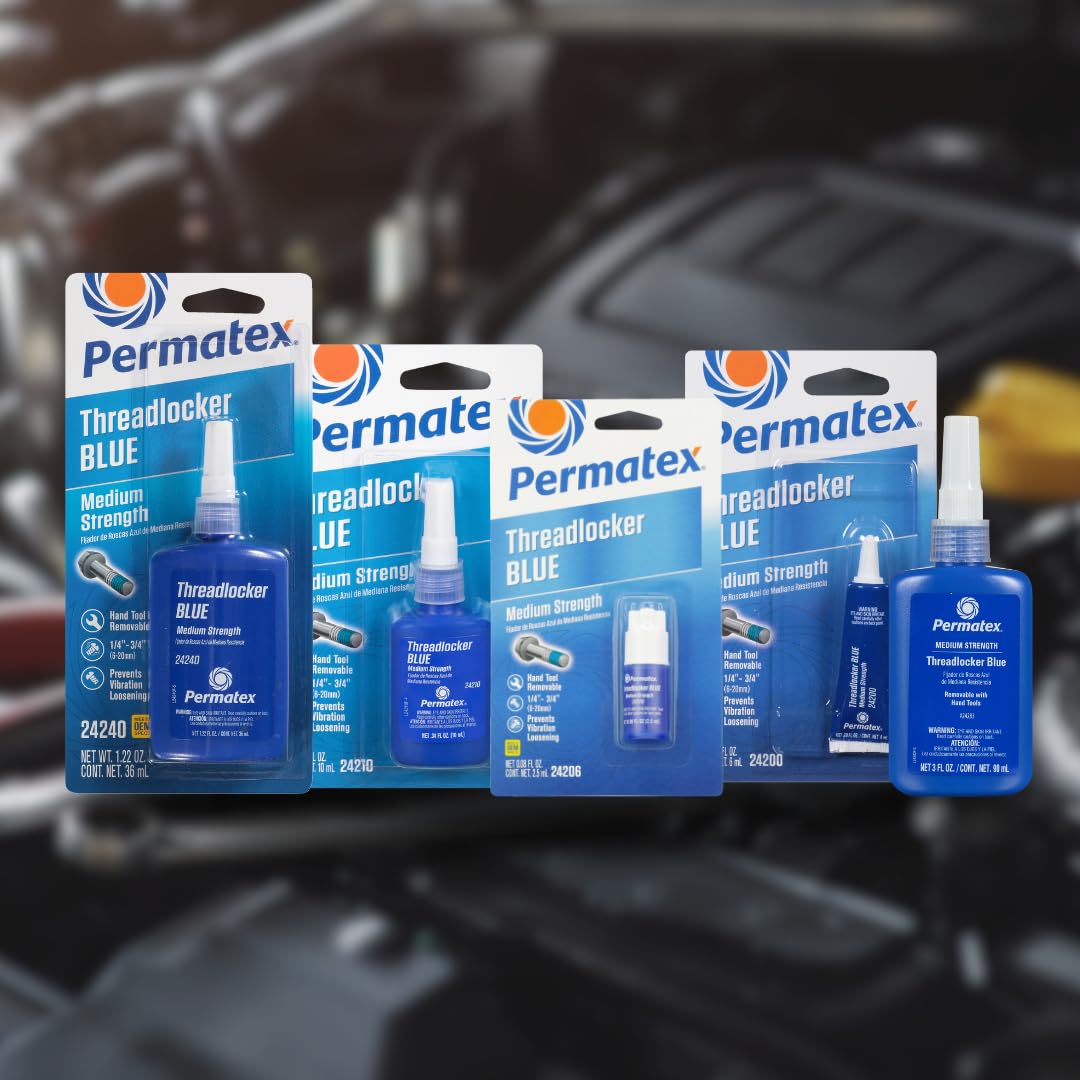 Threadlocker Blue Gel Permatex Medium Strength, Thread Lock & Screw Glue for Bolts Nuts & Fasteners to Prevent Loosening & Corrosion, Removable w/Hand Tools 35 ml