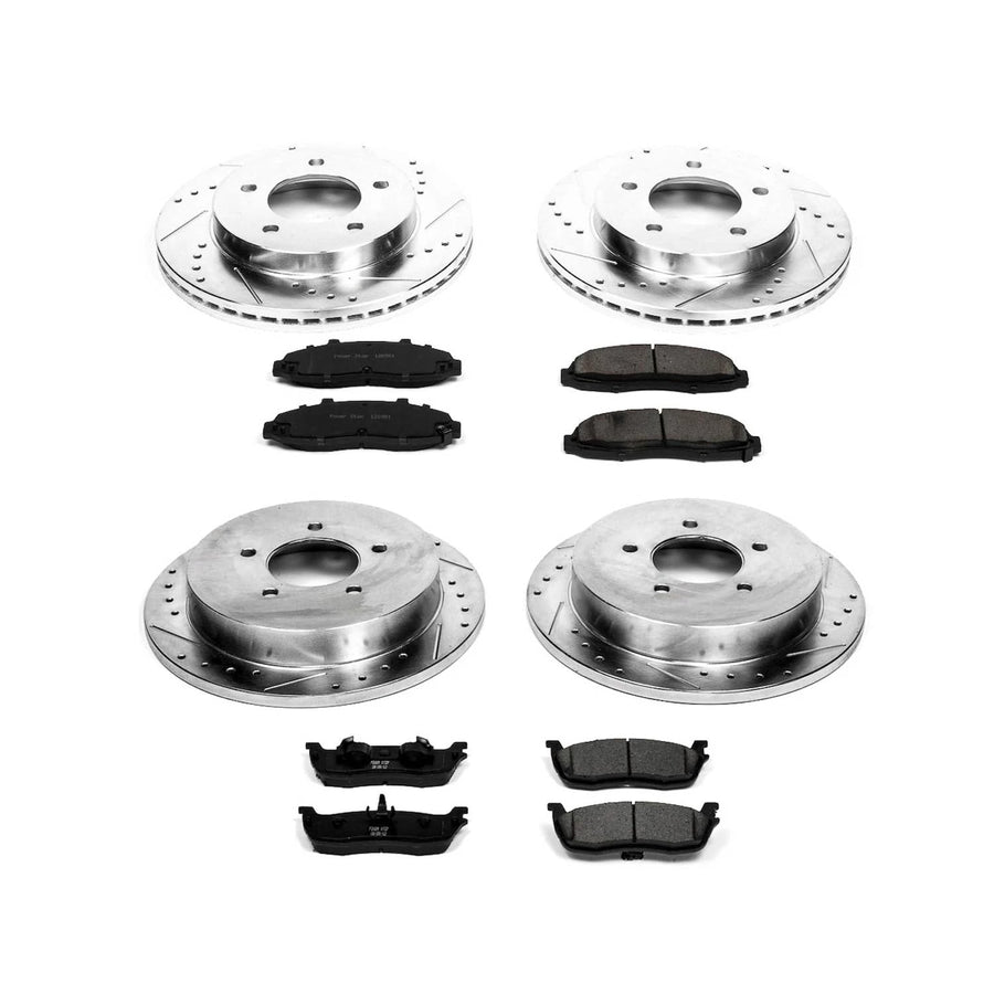 Power Stop K1868 Z23 Carbon Fiber Brake Pads Front and Rear with Drilled & Slotted Brake Rotors Kit For Ford F-150 2000-2003, Ford F-150 Heritage 2004 [Model Specific]