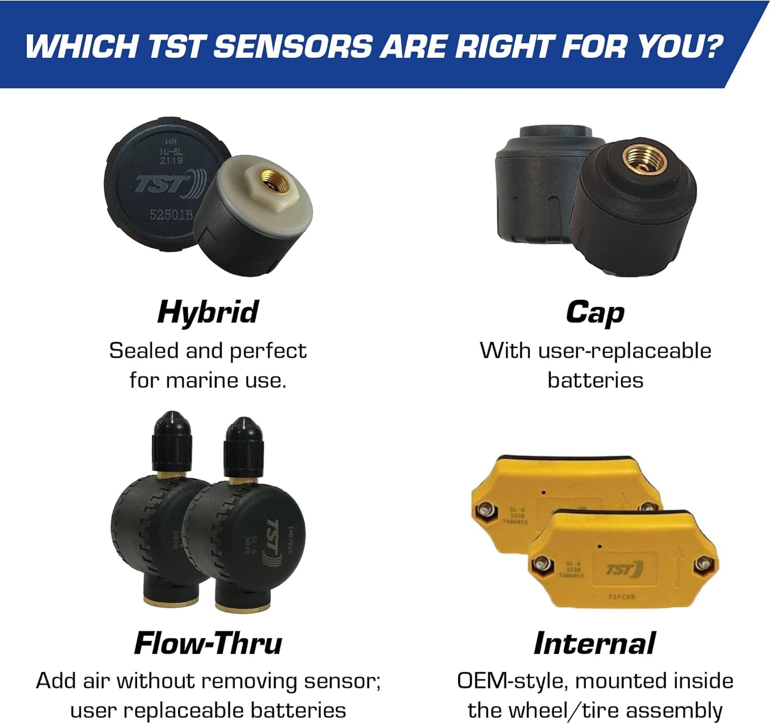 TST Tire Pressure Monitoring System 507, 2 Flow Thru Sensors for Metal Valve Stems by Truck System Technologies, TPMS for Caravans, Motorhomes and campervans