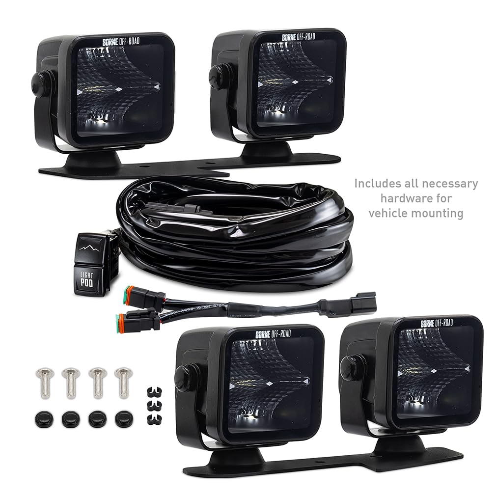 Off-Road Borne Ford Bronco Ditch Light Set (4) 3X3 Flood