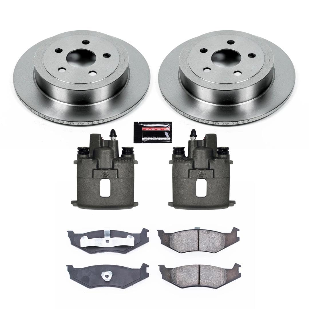 Power Stop KCOE1687A Rear Brake Pad and Rotor Kit with Calipers For Dodge Stratus 2001-2006 [Model Specific]