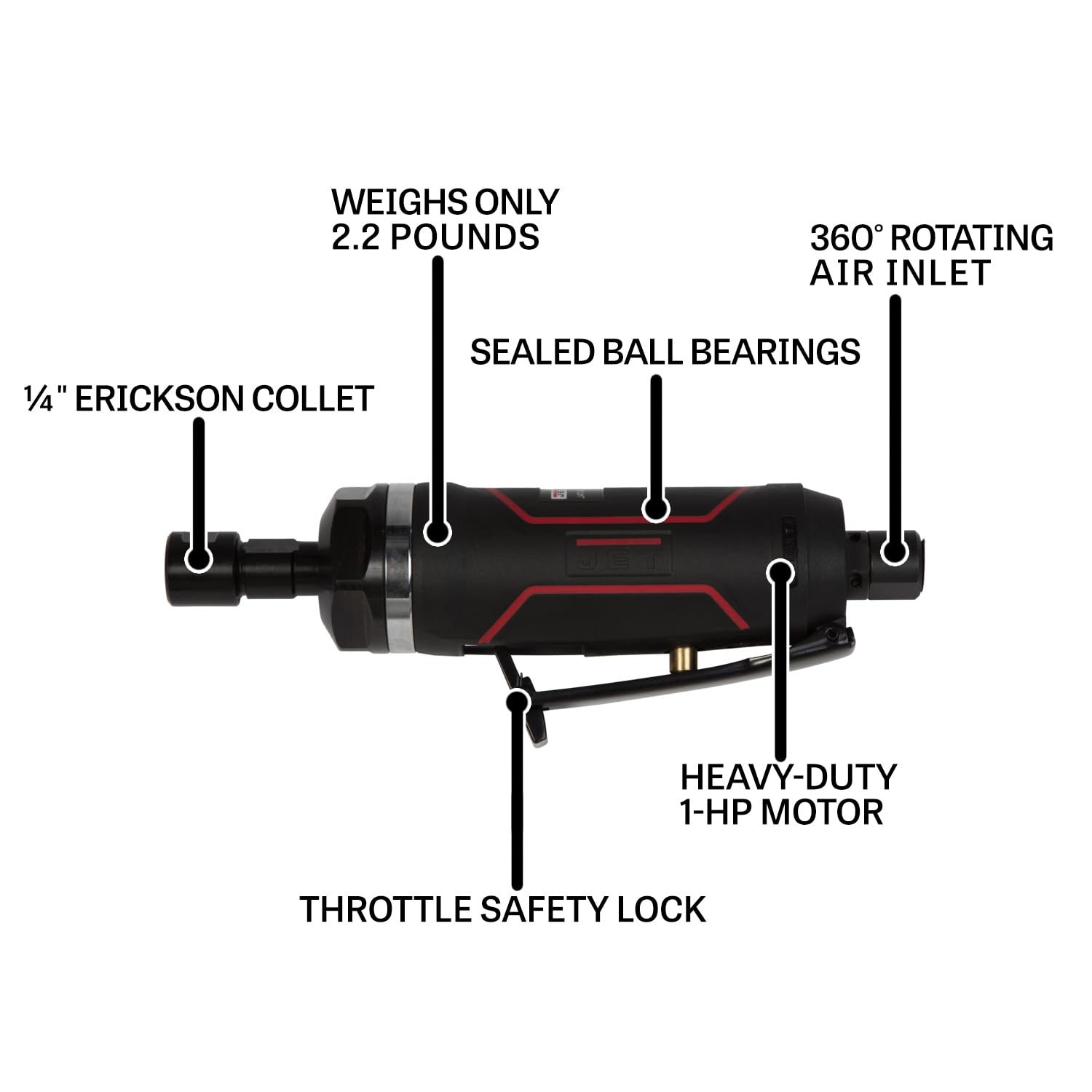 JET Pneumatic 1/4-Inch Die Grinder, 20000 RPM (Model JAT-480)