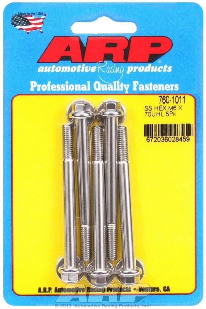 M6 ARP x 1.00 x 70 SS Hex Bolts (5/pkg)
