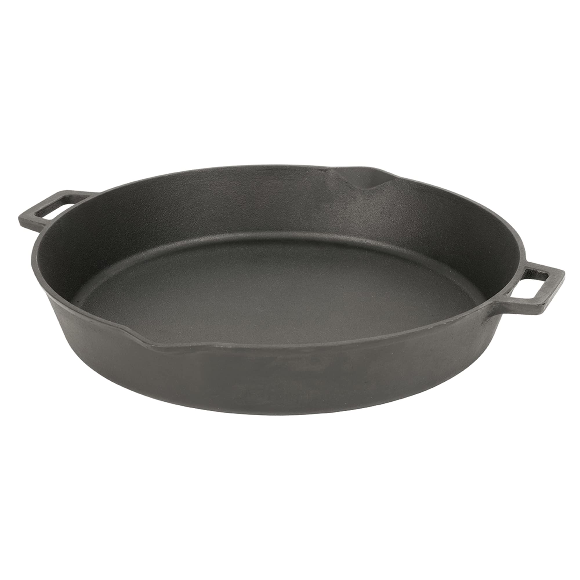 Bayou Classic 7439 Cast Iron 16-in Double-Handled Skillet w/Pour Spouts Features Large Loop Handles Perfect For Breakfast Roast Pan Frying Sautéing and Baking