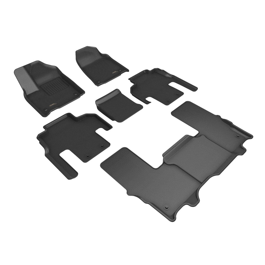 3D MAXpider Kagu Custom Fit Floor Mat (Black) Compatible with Jeep Grand Wagoneer 7-Seat 2022-2026 - Full Set