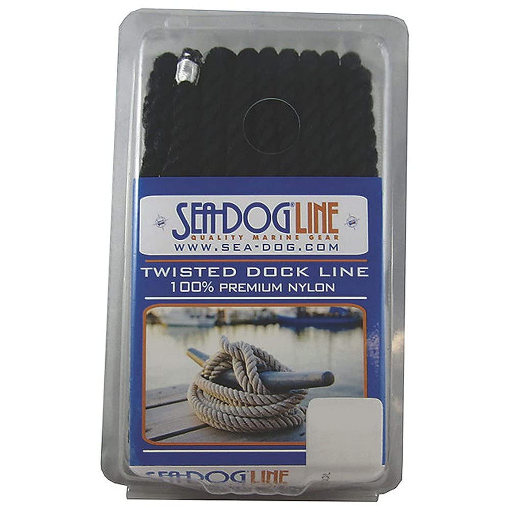 Double Braided Sea-Dog Nylon Dock Line, 3/8" x 25' / Black 302110025BK-1