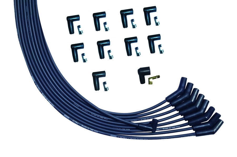 Ultra Series Moroso Black Universal V8 Spark Plug Wires, 135 Degree Plug Ends, HEI Distributor