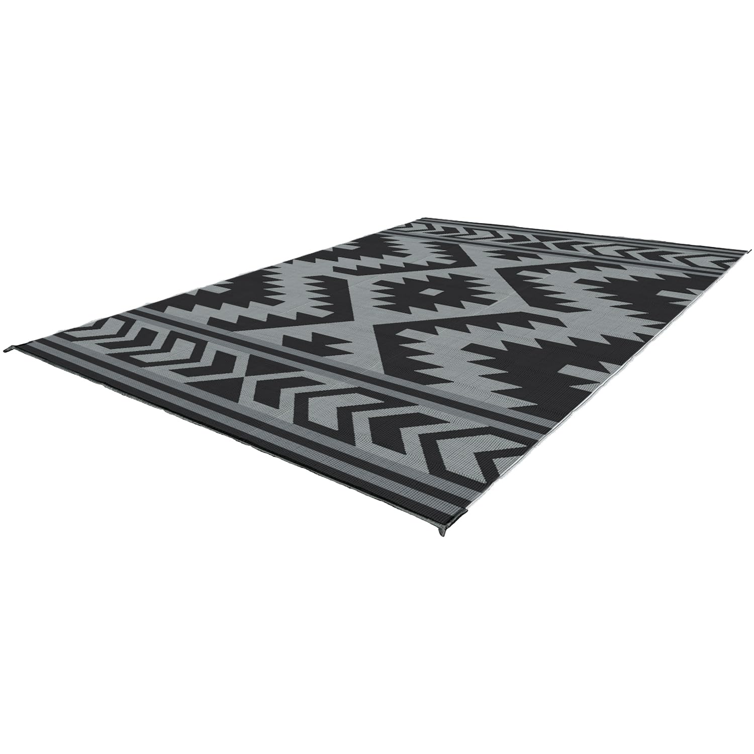 Boho Sante Fe Outdoor Mat (Black/Grey, 9' x 12')