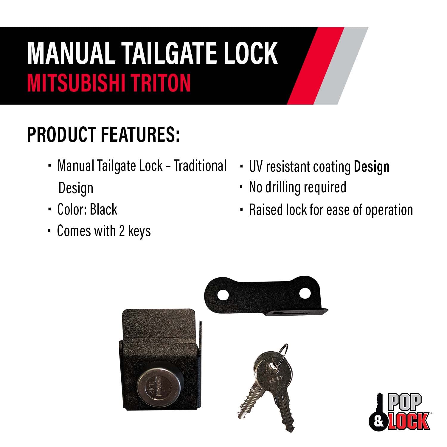 2016-2019 Mitsubishi Pop N Lock Manual Tailgate Lock